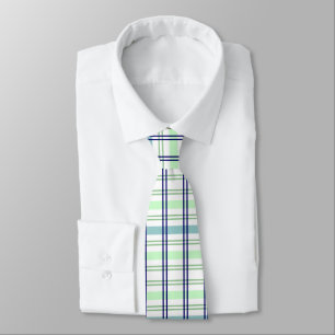 Gravata Marinho Com Laço De Xadrez Azul E Verde Claro