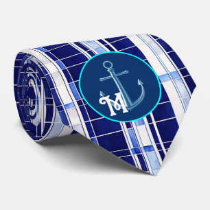 Gravata Marinho de Verão Blue Boat Modern Strips Coleção