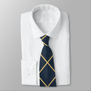 GRAVATA MARINHO DOURADO STAR GRID MENS TIE