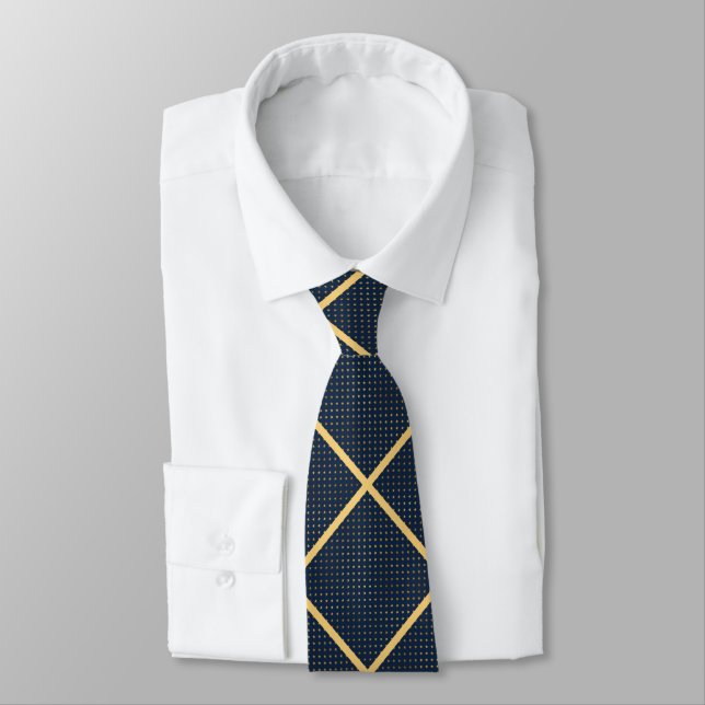 GRAVATA MARINHO DOURADO STAR GRID MENS TIE (Amarrado)
