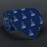 Gravata Marinho náutico do veleiro<br><div class="desc">Uma gravata temático do marinho elegante e do veleiro branco.</div>