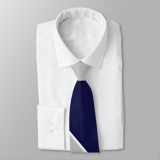 Gravata Marinho Prata e Branco (Amarrado)