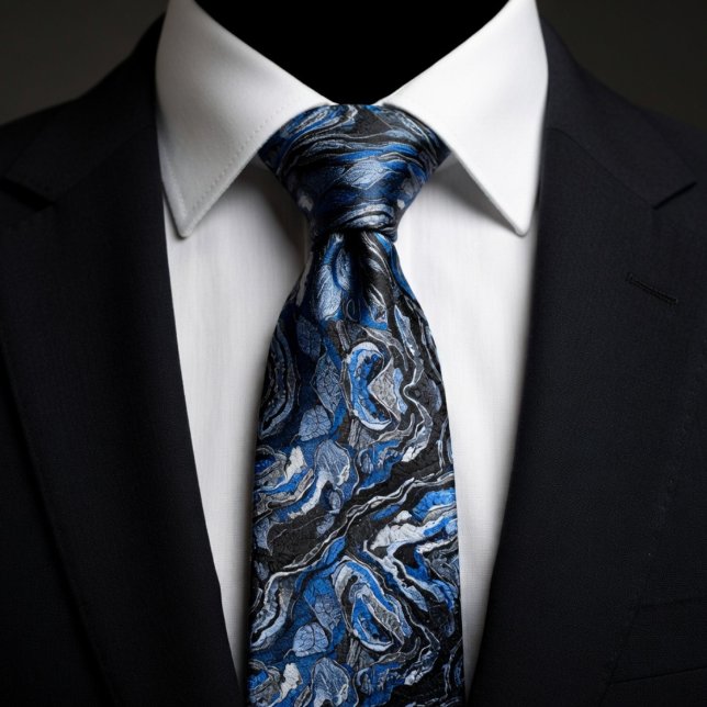 Gravata Mármore Azul e Preto com Redemoinho Elegante (Criador carregado)