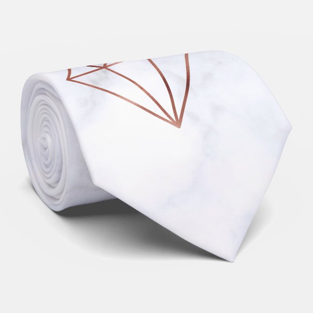 Gravata mármore branco rosa de diamante branco elegante (Rolled)