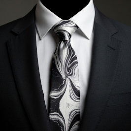 Gravata Mármore preto e branco elegante