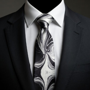 Gravata Mármore preto e branco elegante