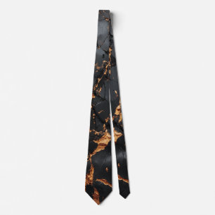 Gravata Mármore Preto Elegante com Veias Douradas Arte Mod
