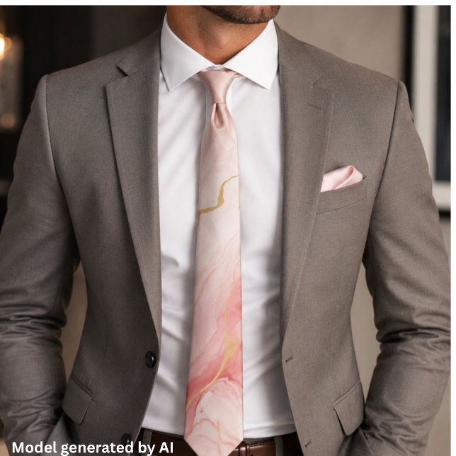 Gravata Mármore Rosa Elegante Dourado (Criador carregado)