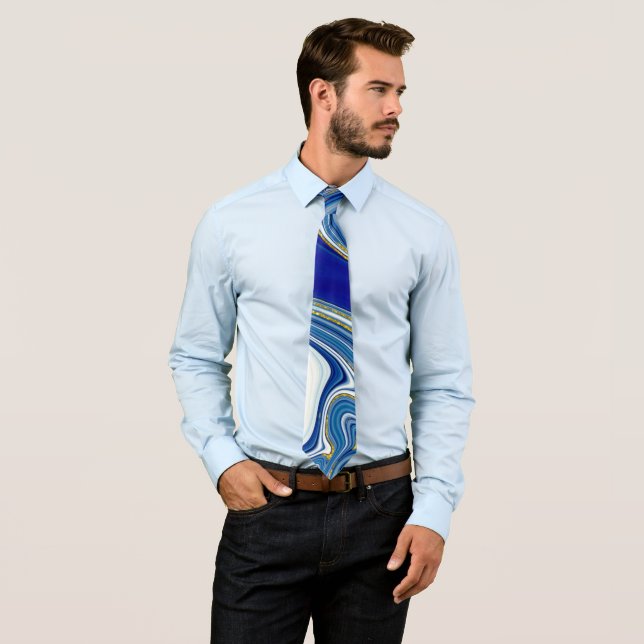 Gravata Marmorizada Azul e Dourada para Homem (In Situ)