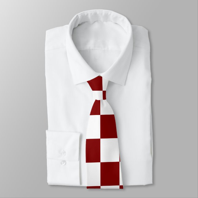 Gravata Maroon e White Checkage (Amarrado)