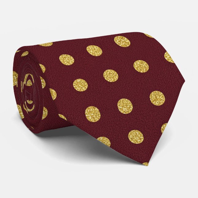 Gravata Maroon & Gold Polka Dot (Rolled)