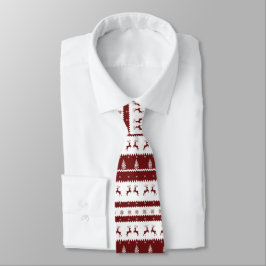 Gravata Maroon Reindeer Stripe Padrão de Natal