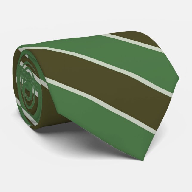 Gravata Marrom Café, Verde de Crocodilo e Listras de Sage (Rolled)