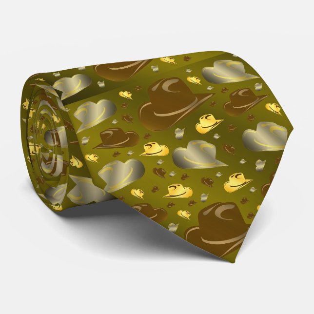 Gravata marrom, vaqueiro, couro, tradicional, rodeio, padr (Rolled)