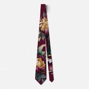 Gravata Marsala Red e Dourado Horário de Casamento de Pena