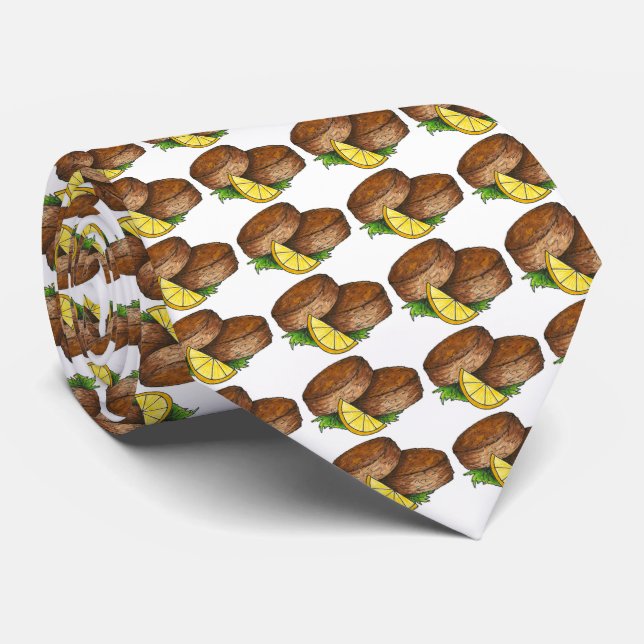 Gravata Maryland Caranguejo Faz Bolo Crabcake Foodie Tie (Rolled)