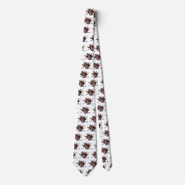 Gravata MÁSCARA DE JESTER VERMELHO PRETO, Mascarada (Frente)