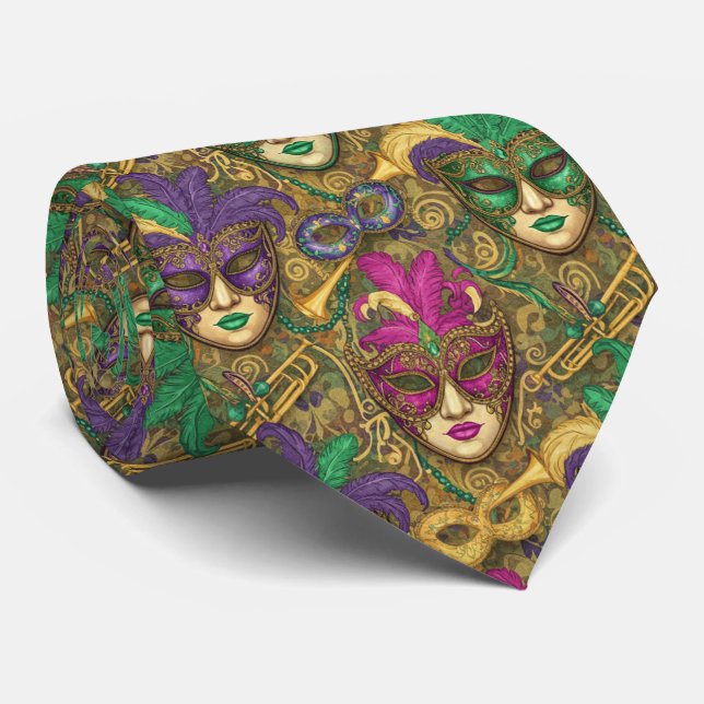 Gravata Máscara Majestade Mardi Gras (Rolled)
