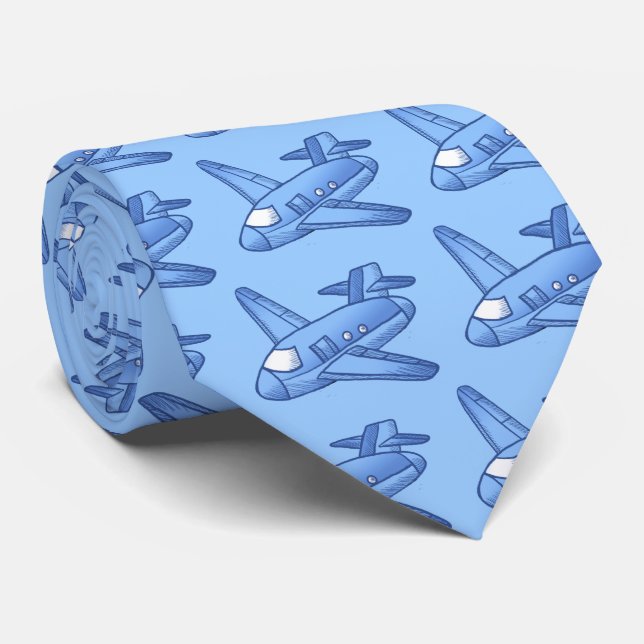 Gravata masculina Avião Azul Claro (Rolled)