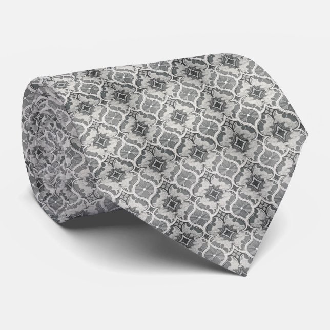 Gravata masculina cinza abstrata (Rolled)