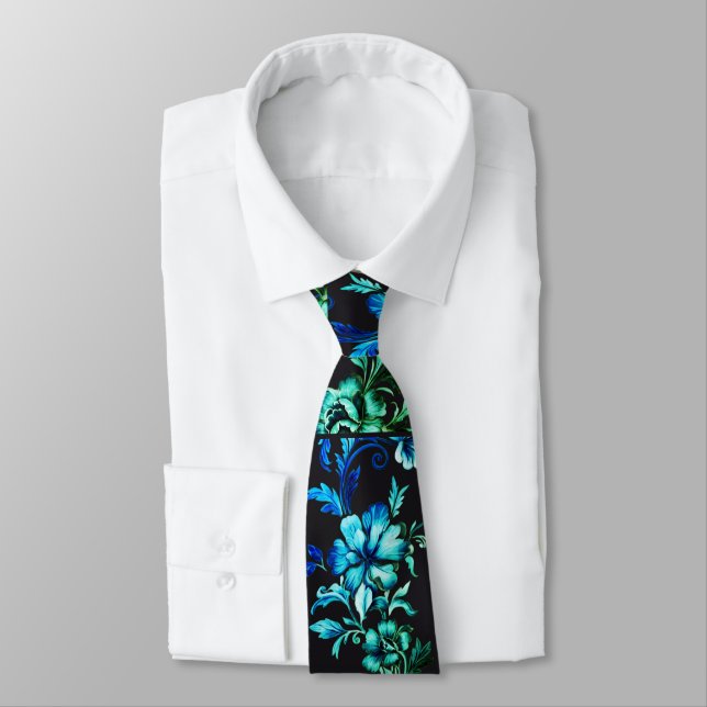 Gravata masculina clássica verde navy & azul – Bot (Amarrado)