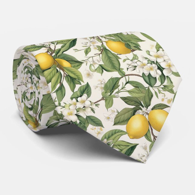 Gravata Masculina com Estampa de Limão  (Rolled)