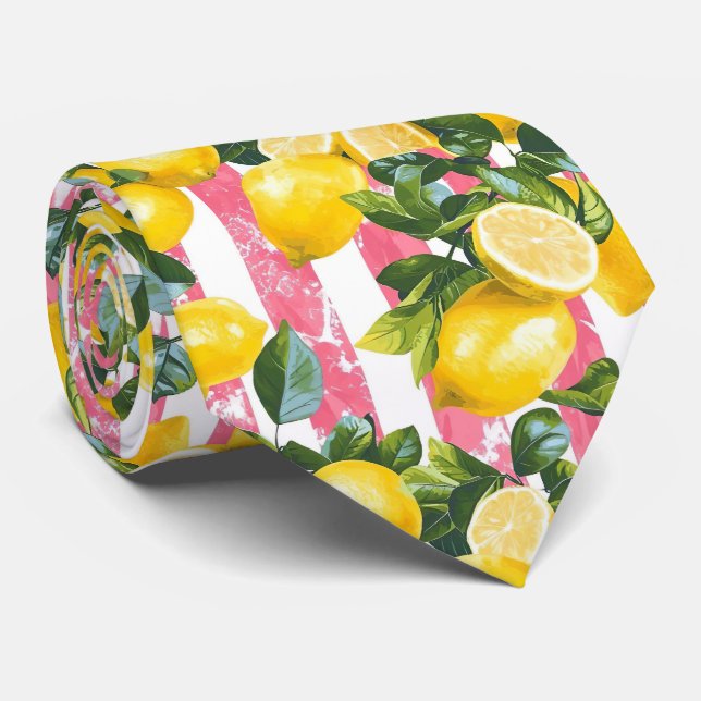Gravata Masculina com Estampa de Limão  (Rolled)