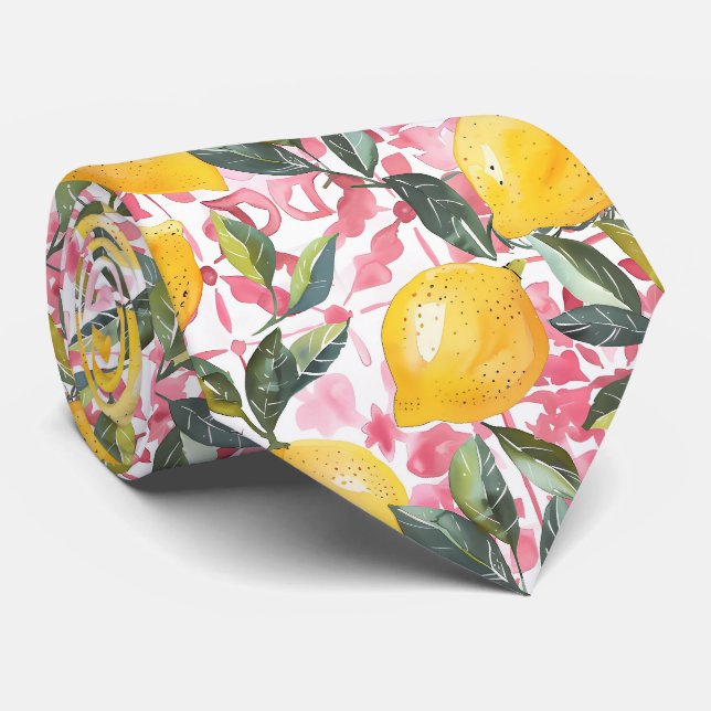 Gravata Masculina com Estampa de Limão  (Rolled)
