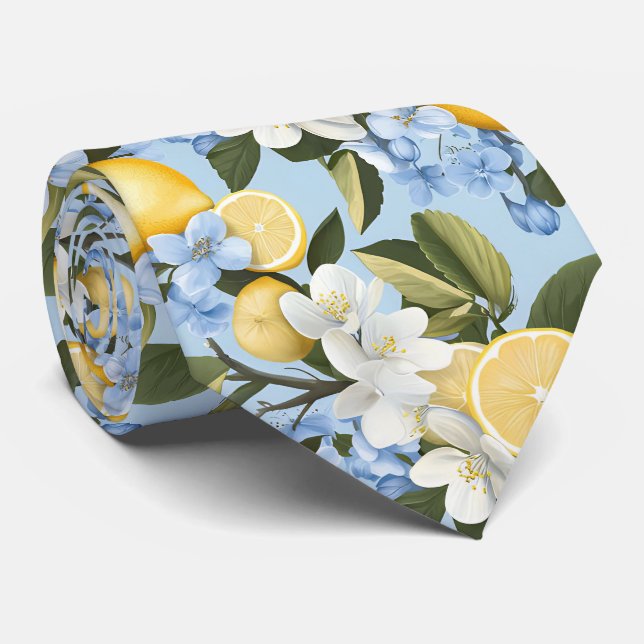 Gravata masculina com estampa de limão (Rolled)