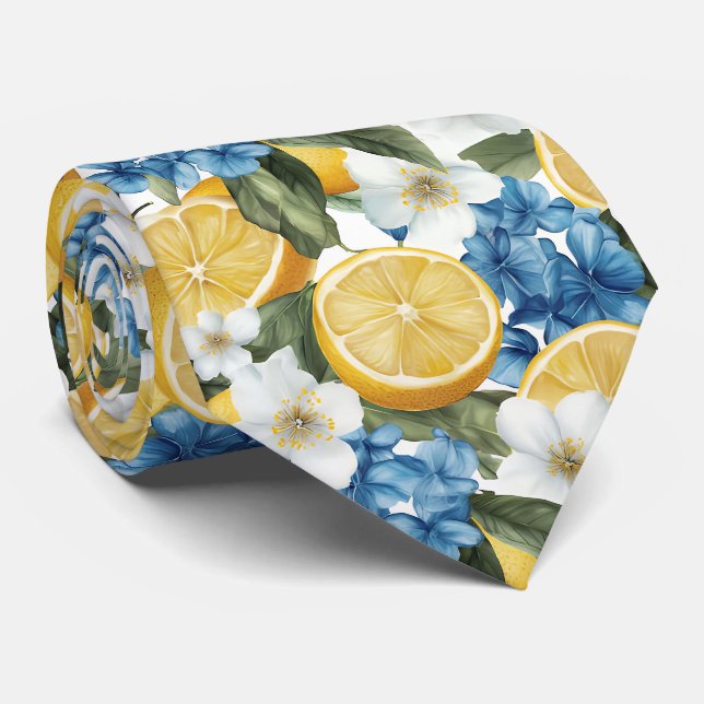 Gravata Masculina com Estampa de Limão  (Rolled)