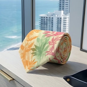 Gravata masculina com folhagem tropical estilo Mia
