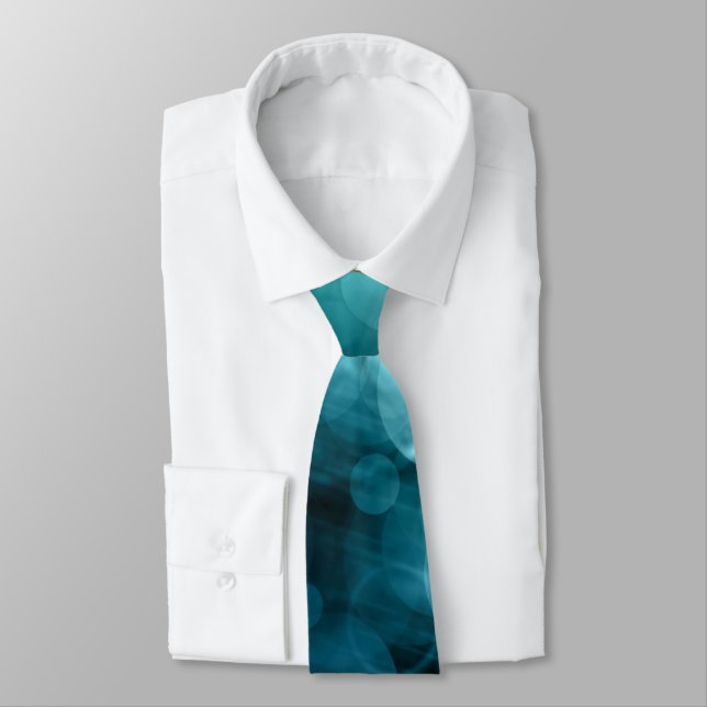 Gravata Masculina com Padrão Bokeh Azul Turquesa (Amarrado)