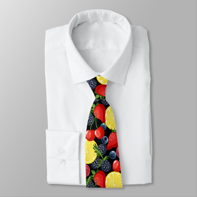 Gravata masculina com padrão de frutas e cítricos (Amarrado)