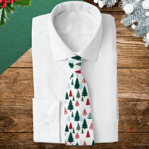 Gravata Masculina com Padrão de Natal Floresta de