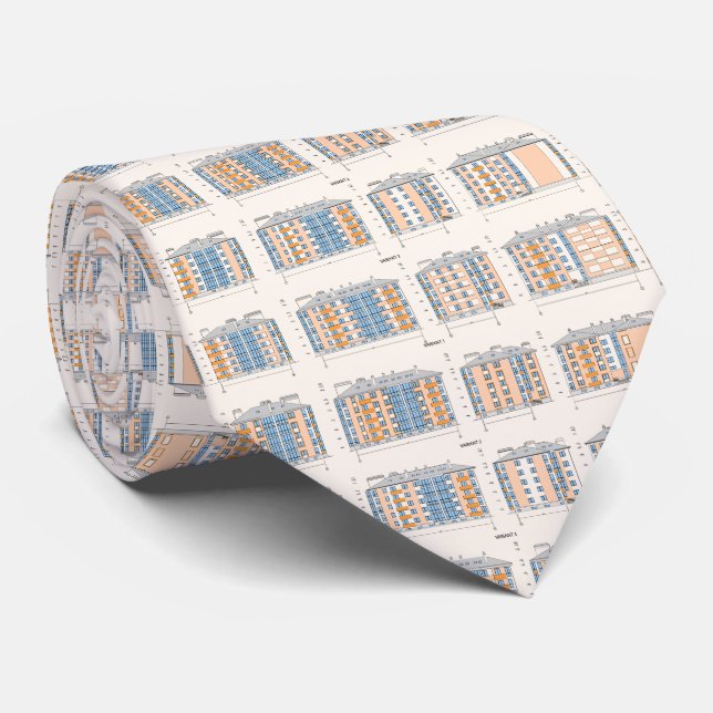 Gravata Masculina com Padrão de Projeto Arquitetôn (Rolled)