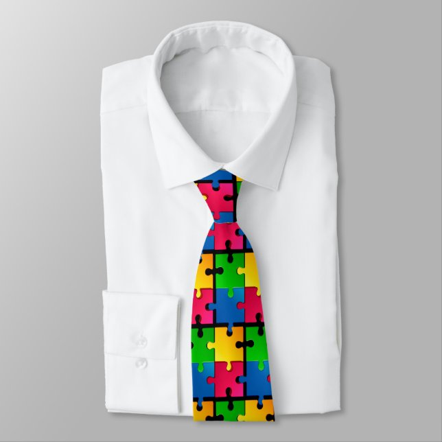 Gravata masculina com padrão de quebra-cabeça colo (Amarrado)