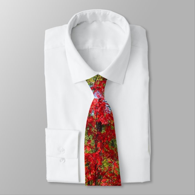 Gravata masculina de folhas de outono (Amarrado)