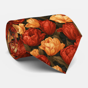 Gravata Masculina Estampa de Tulipa Casamento Retr