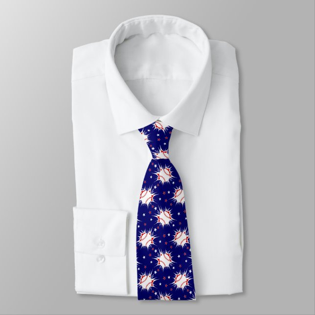 Gravata Masculina Estampada de Beisebol (Amarrado)