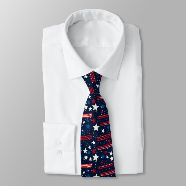 Gravata Masculina Estrelas Patrióticas (Amarrado)