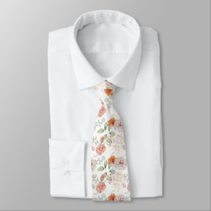 Gravata Masculina Floral Aquarela Rosa Suave Elega