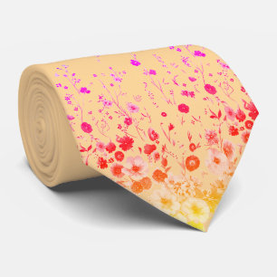 Gravata masculina floral creme de pêssego