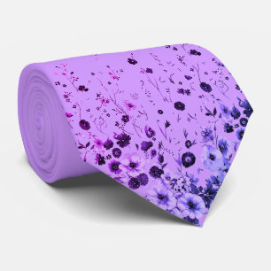 Gravata masculina floral de lavanda