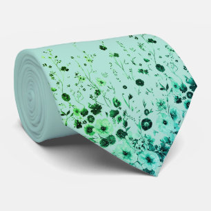 Gravata masculina floral verde menta