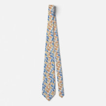 Gravata Masculina Folha Azul e Bege