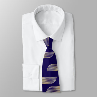 Gravata masculina geométrica de luxo azul e dourad