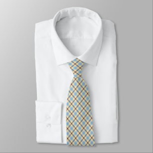 Gravata masculina xadrez azul amarelo e marrom