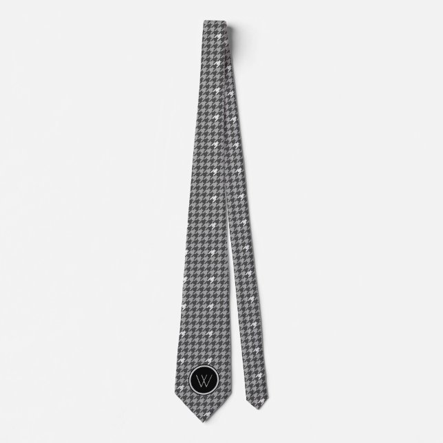 Gravata Masculina Xadrez com Acento Prata (Frente)