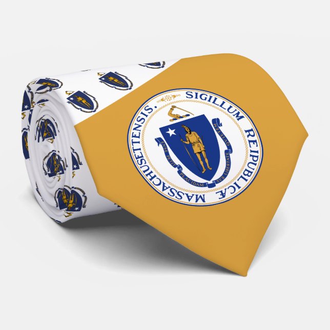 Gravata Massachusetts Flag & Seal, Flag of Massachusetts (Rolled)