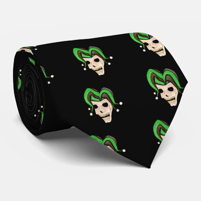 Gravata Mau Jester Skull (Verde) (Rolled)